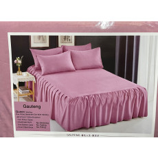 (Skirting Type)Fitted bedsheet with Skirting set pillow case & bolster case set